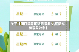 关于【明日限号铜陵限号多少,铜陵车牌号段公布】