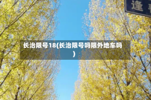 长治限号18(长治限号吗限外地车吗)